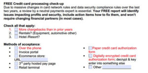 credit card transaction fee checkup form