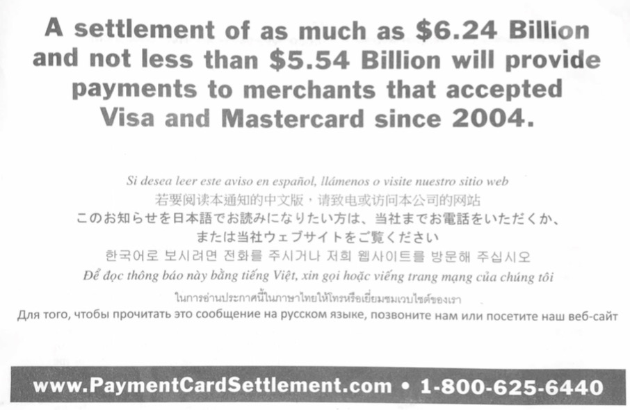 visa mastercar payment card settlment